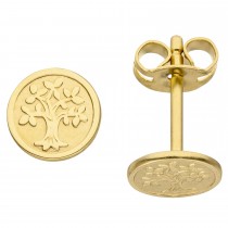 Ohrstecker Baum Lebensbaum 333 Gelbgold mattiert Ohrringe Goldohrringe