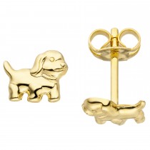 Ohrstecker Hund 333 Gelbgold Ohrringe Goldohrringe Hundeohrringe