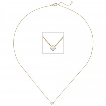 Collier 750 Gelbgold Weißgold bicolor 1 Diamant Brillant 45cm Goldkette