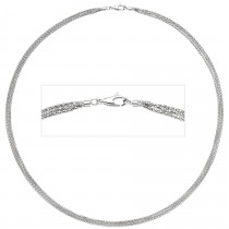 Halskette Popcorn Kette 3-reihig 750 Weißgold 45cm Goldkette Karabiner