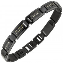 Armband Edelstahl schwarz beschichtet mit goldfarbenen Effekten 22cm