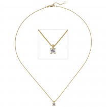 Collier Kette mit Anhänger 585 Gelbgold 1 Diamant Brillant 0,15ct. 45cm