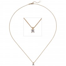 Collier Kette mit Anhänger 585 Rotgold 1 Diamant Brillant 0,25ct. 45cm