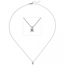 Collier Kette mit Anhänger 585 Weißgold 1 Diamant Brillant 0,15ct. 45cm