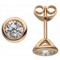 Ohrstecker rund 585 Rotgold 2 Diamanten Brillanten 1,00ct. Ohrringe