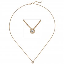 Collier Kette mit Anhänger 585 Rotgold 1 Diamant Brillant 0,15ct. 45cm