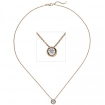 Collier Kette mit Anhänger 585 Rotgold 1 Diamant Brillant 0,50ct. 45cm