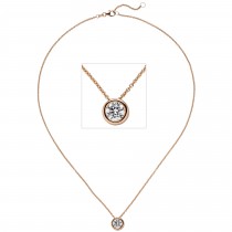 Collier Kette mit Anhänger 585 Rotgold 1 Diamant Brillant 1,0ct. 45cm