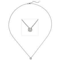 Collier Kette mit Anhänger 585 Weißgold 1 Diamant Brillant 0,15ct. 45cm