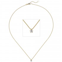 Collier Kette mit Anhänger 585 Gelbgold 1 Diamant Brillant 0,15ct. 45cm