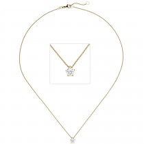 Collier Kette mit Anhänger 585 Gelbgold 1 Diamant Brillant 0,70ct. 45cm