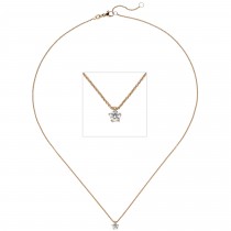 Collier Kette mit Anhänger 585 Rotgold 1 Diamant Brillant 0,15ct. 45cm
