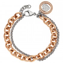 Armband Herz 2-reihig Edelstahl rotgold farben beschichtet 29 Zirkonia 21cm