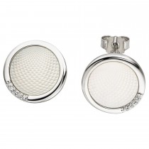 Ohrstecker 925er Sterlingsilber 2 Perlmutt Einlagen 10 Zirkonia Ohrringe