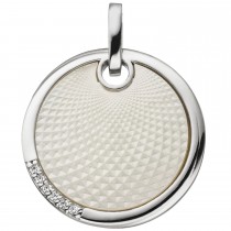 Anhänger 925 Sterlingsilber 6 Zirkonia 1 Perlmutt Einlage