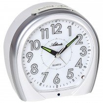 Wecker Quarz analog weiß silbern leise ohne Ticken Licht Snooze