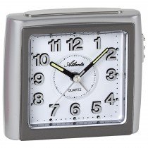 Wecker Quarz analog anthrazit silbern leise ohne Ticken mit Licht