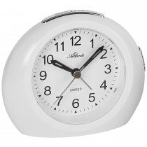 Wecker 1989/0 Quarz analog weiß leise ohne Ticken mit Licht Snooze