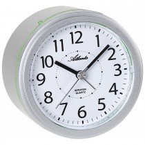 Wecker Quarz analog silbern leise ohne Ticken mit Licht Snooze