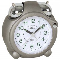 Wecker Quarz analog grau Glockenwecker Doppelglockenwecker