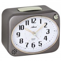 Wecker Quarz analog grau leise ohne Ticken Licht Glockensignal