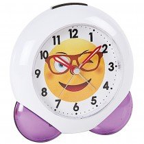 Wecker Quarz analog für Kinder Kinderwecker weiß lila