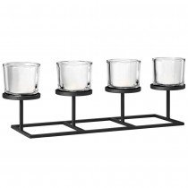 Kerzenleuchter NERO Stahl pulverbeschichtet mit Glas kombiniert