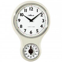 Küchenuhr Wanduhr Küche Quarz analog beige Kurzzeitmesser Timer