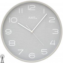 Wanduhr Funk Funkwanduhr analog Holz grau