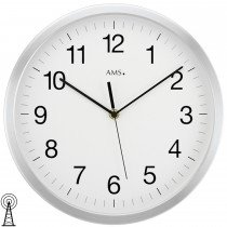 Wanduhr Funk Funkwanduhr analog silbern Aluminium rund