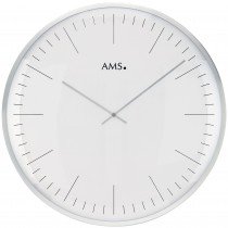 Wanduhr Quarz analog weiß silbern rund