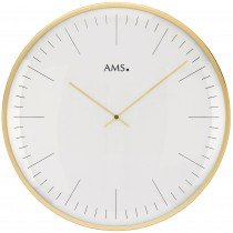 Wanduhr Quarz analog weiß golden rund