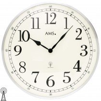 Wanduhr Funk Funkwanduhr analog silbern rund mit Glas