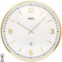 Wanduhr Funk Funkwanduhr analog golden rund