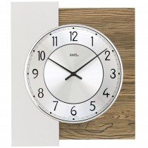 Wanduhr Quarz analog nussbaum farben mit Aluminium-Veredelung