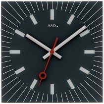 Wanduhr Quarz analog Glas schwarz eckig leise ohne Ticken