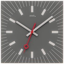 Wanduhr Quarz analog Glas grau eckig leise ohne Ticken