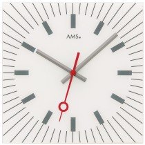 Wanduhr Quarz analog weiß leise ohne Ticken eckig mit Glas