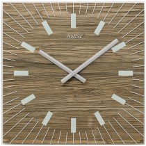 Wanduhr Quarz analog Dekor nussbaum farben eckig mit Glas