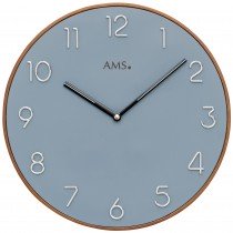 Wanduhr Quarz analog Holz kirschbaum farben Zifferblatt blau