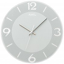 Wanduhr Quarz analog grau rund mit Glas leise ohne Ticken