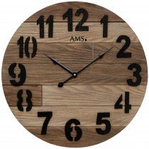 Wanduhr Quarz analog Holz rund