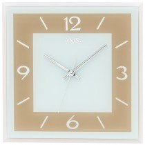 Wanduhr Quarz analog braun hellbraun eckig mit Glas leise ohne Ticken