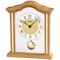 Tischuhr Quarz mit Pendel analog Holz Buche mit Glas