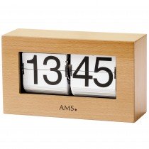 Tischuhr Quarz Holz Buche massiv Klappzahlen Klappzahlenuhr