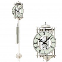 Wanduhr mit Pendel mechanisch Pendeluhr silbern Skelettuhr