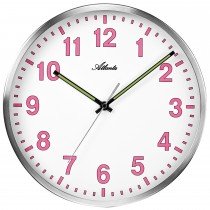 Wanduhr Quarz analog silbern blau leise ohne Ticken nachleuchtend rund