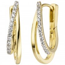 Creolen 375 Gelbgold bicolor 26 Zirkonia Ohrringe Goldcreolen