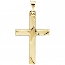 Anhänger Kreuz 375 Gelbgold teil matt