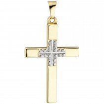 Anhänger Kreuz 375 Gelbgold